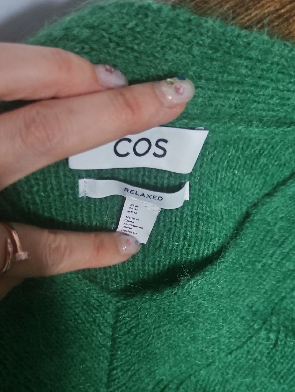 COS Relaxed Green Crewneck Sweater